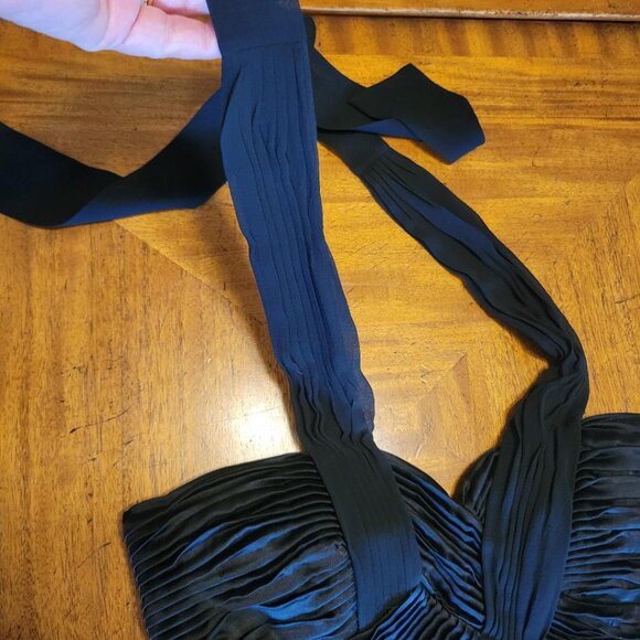 BCBGMaxAzria Black Silk Pleated Front Cocktail Dress - Picture 4 of 14